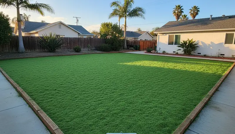 Fresh hydroseed lawn application with full green coverage by Chop Chop Landscaping in Los Angeles, CA