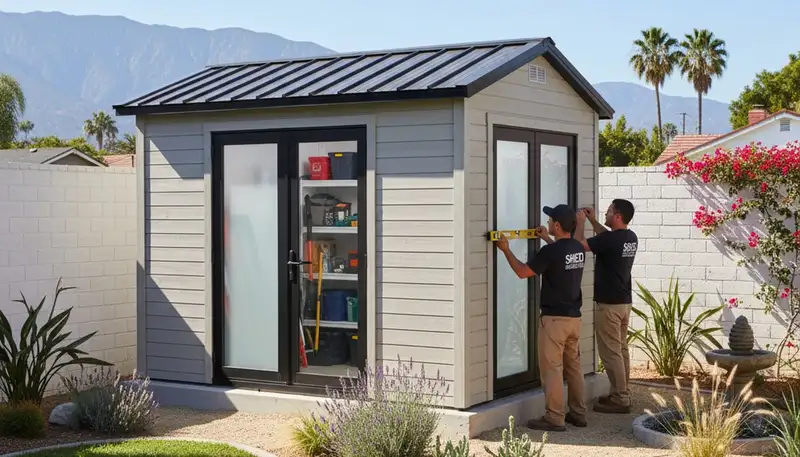 New backyard shed installation with quality craftsmanship by Chop Chop Landscaping in Los Angeles, CA