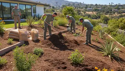 Organic soil amendment applied by landscaping professionals in Los Angeles, CA for healthy, sustainable lawns