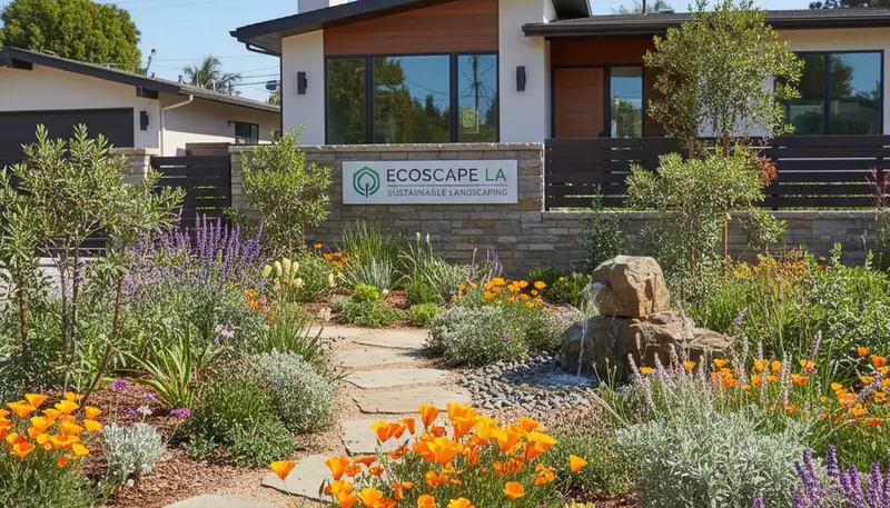 Sustainable native plant garden with drought-tolerant landscaping in Los Angeles, CA