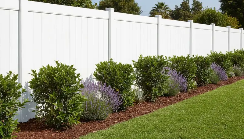 White privacy fence installation by Chop Chop Landscaping in Los Angeles, CA for residential property privacy